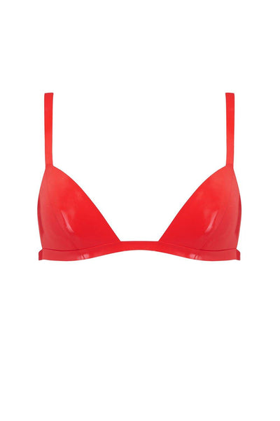 Scarlet Red Latex Triangle Bra Elissa Poppy
