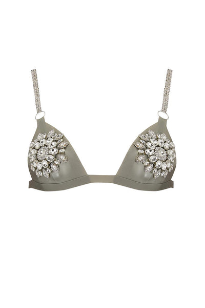 Mu Micro Silver Latex Triangle Bra Elissa Poppy