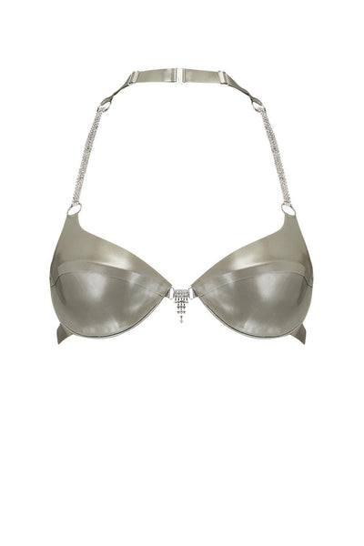 Silver Gamma Gem Wired Latex Bra Elissa Poppy