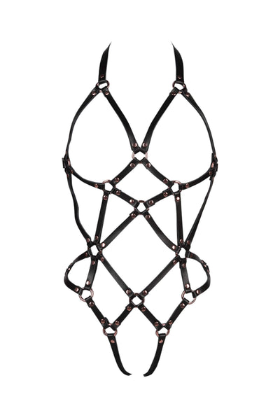 Evy Rose Gold Leather Harness VoyeurX
