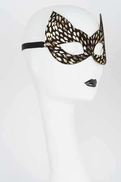 Gold Foil Molded Leather Cat Mask Fräulein Kink