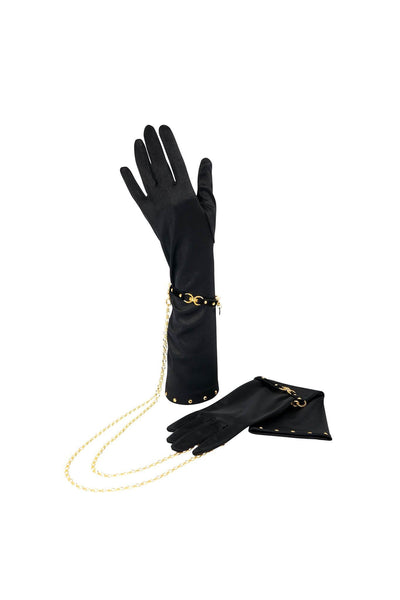 Noir Black Satin Gloves Fräulein Kink