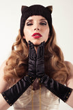 Noir Black Satin Gloves Fräulein Kink