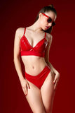 Jade Vegan Red Leather Lingerie Set Patrice Catanzaro