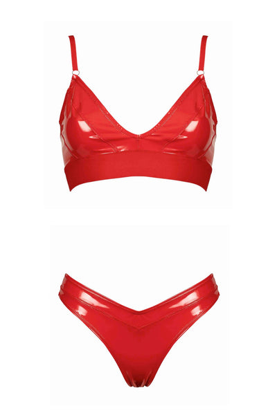 Jade Vegan Red Leather Lingerie Set Patrice Catanzaro
