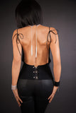 Stitched Leather Corset Cuff with Sterling Chain Lalita