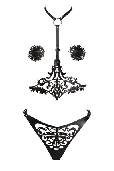 Lilly Lasercut Leather Harness Set VoyeurX