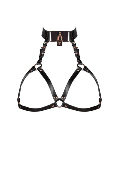 Lock Leather Harness Bra VoyeurX