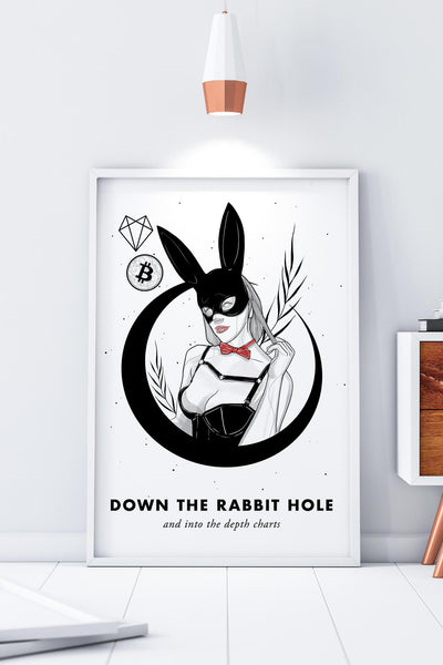 Bitcoin Art in Frame • Margo x Down the Rabbit Hole Wolfmumma