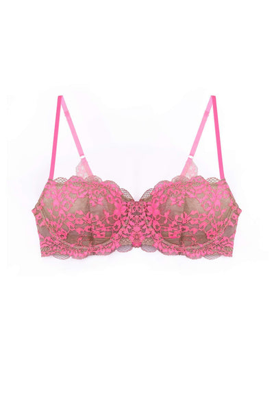 Pink Wild Lace Balconette Bra Monique Morin