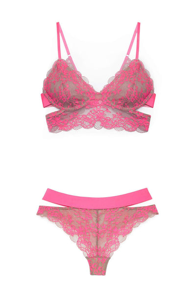 Pink Wild Lace Cut Out Set Monique Morin