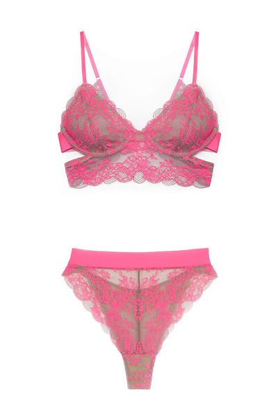 Pink Wild Lace Longline Set Monique Morin