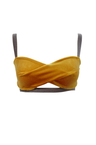 Mustard Yellow Velour Bra K+1%