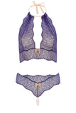 Sydney Pearl Necklace Blue Lingerie Set Bracli