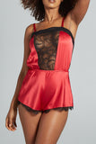 Florence Red Silk Pleasure Romper Nevaeh Intimates