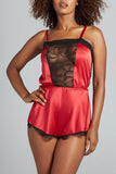 Florence Red Silk Pleasure Romper Nevaeh Intimates