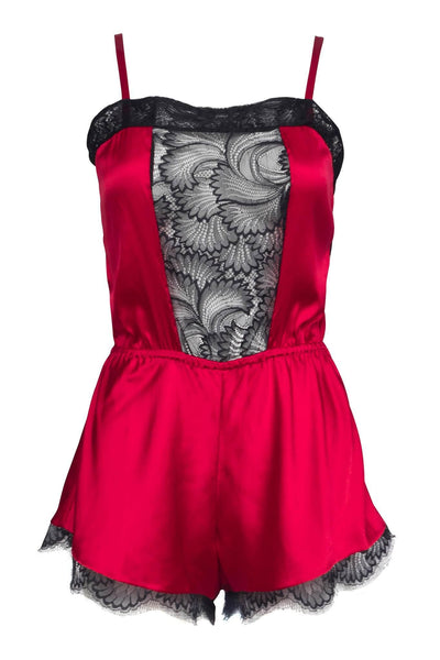 Florence Red Silk Pleasure Romper Nevaeh Intimates