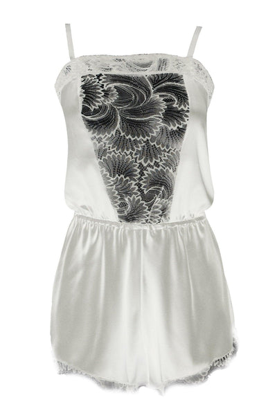 Florence White Silk Pleasure Romper Nevaeh Intimates