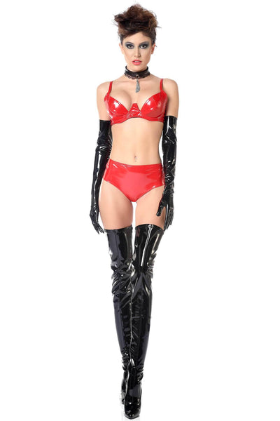 Beatrice Glossy Red Vegan Leather Shorty Patrice Catanzaro