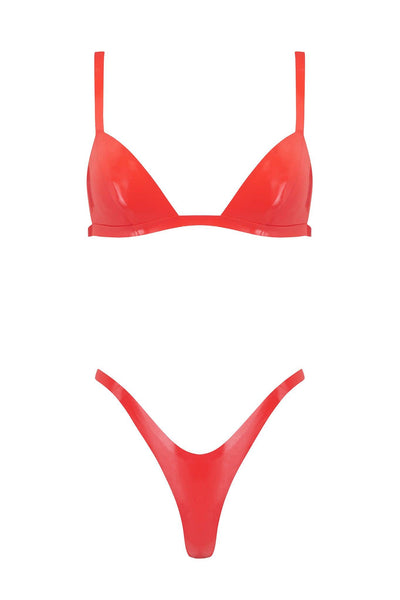 Red Latex Triangle Lingerie Set Elissa Poppy