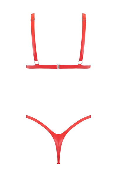 Red Latex Triangle Lingerie Set Elissa Poppy