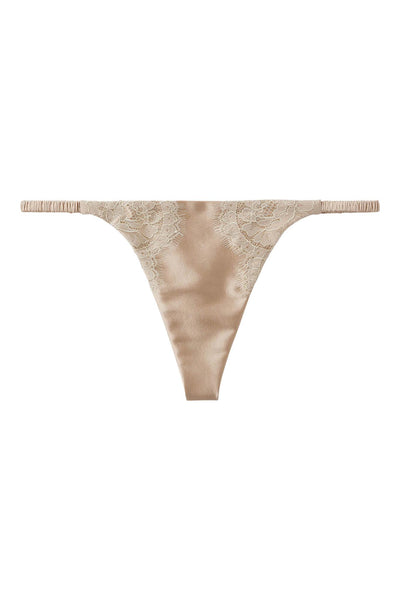 Chantilly Lace Champagne Gold Silk G-String Sandra Silk Australia