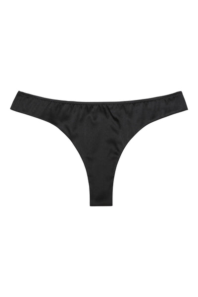 Everyday Black Silk Thong Sandra Silk Australia