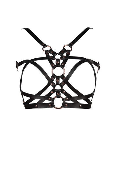 Seduction Rose Gold Leather Harness VoyeurX