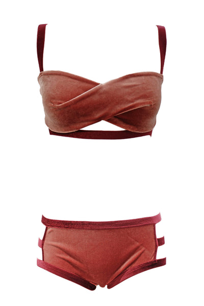 Smoky Pink Velour Lingerie Set K+1%