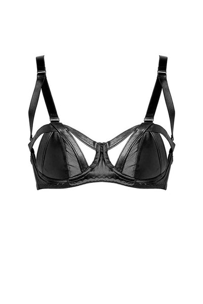 Jade Satin Leather Balconette Bra Something Wicked