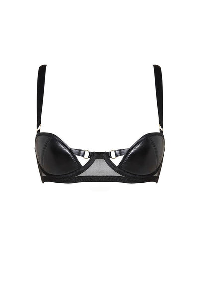 Nina Leather Peep Bra Something Wicked
