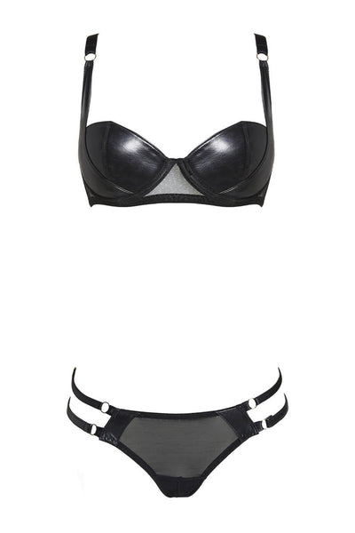 Nina Balconette Leather Bra Set Something Wicked