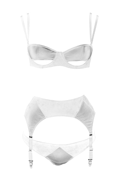 Ava Bridal White Leather Lingerie Set Something Wicked