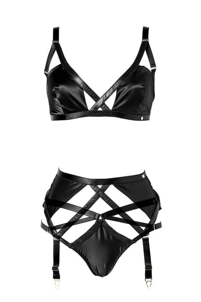 Jade Garter Belt Leather Lingerie Set Something Wicked