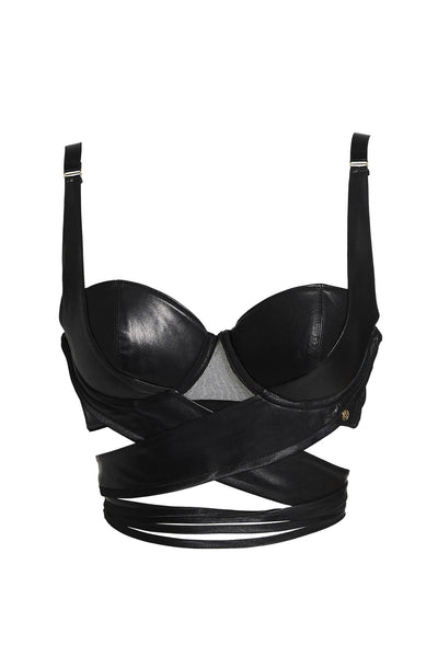 Lexi Balconette Black Leather Bra Something Wicked