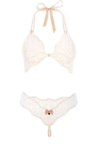 Sydney Ivory Lace Double Pearls Set Bracli