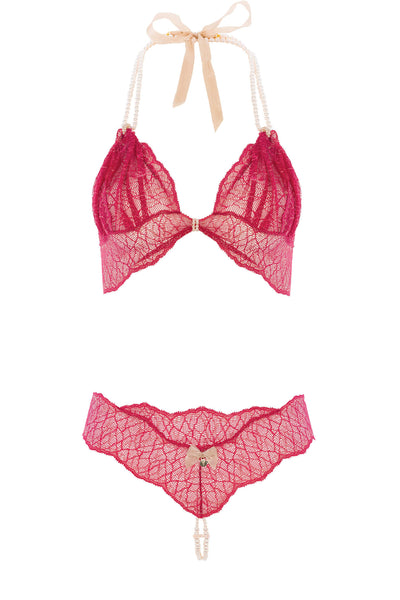 Sydney Red Lace Double Pearls Set Bracli