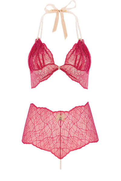 Sydney Red High Waist Pearl Thong Set Bracli