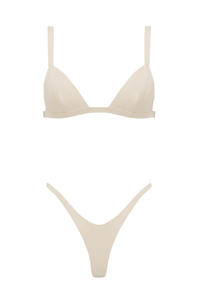 White Ivory Latex Triangle Lingerie Set Elissa Poppy