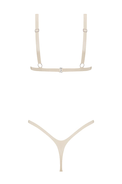 White Ivory Latex Triangle Lingerie Set Elissa Poppy