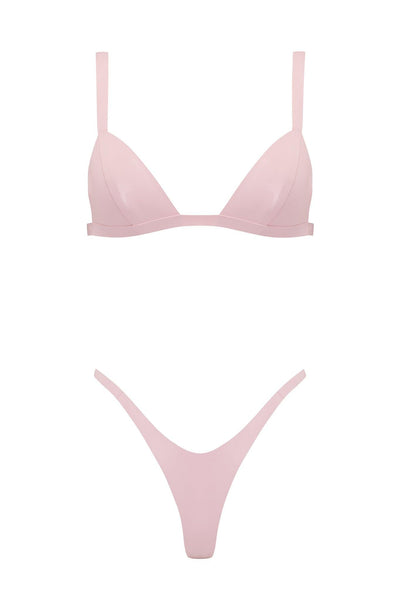 Baby Pink Latex Triangle Lingerie Set Elissa Poppy