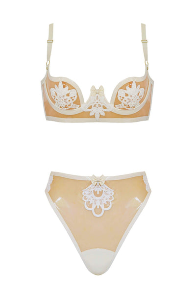 Maia White Latex Thong Set Elissa Poppy